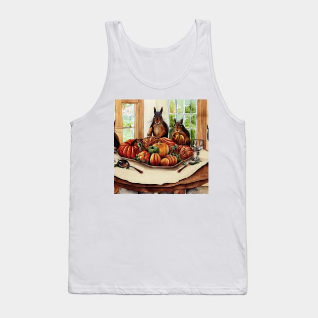 Squirrel Family Thanksgiving Dinner Tank Top by fistikci